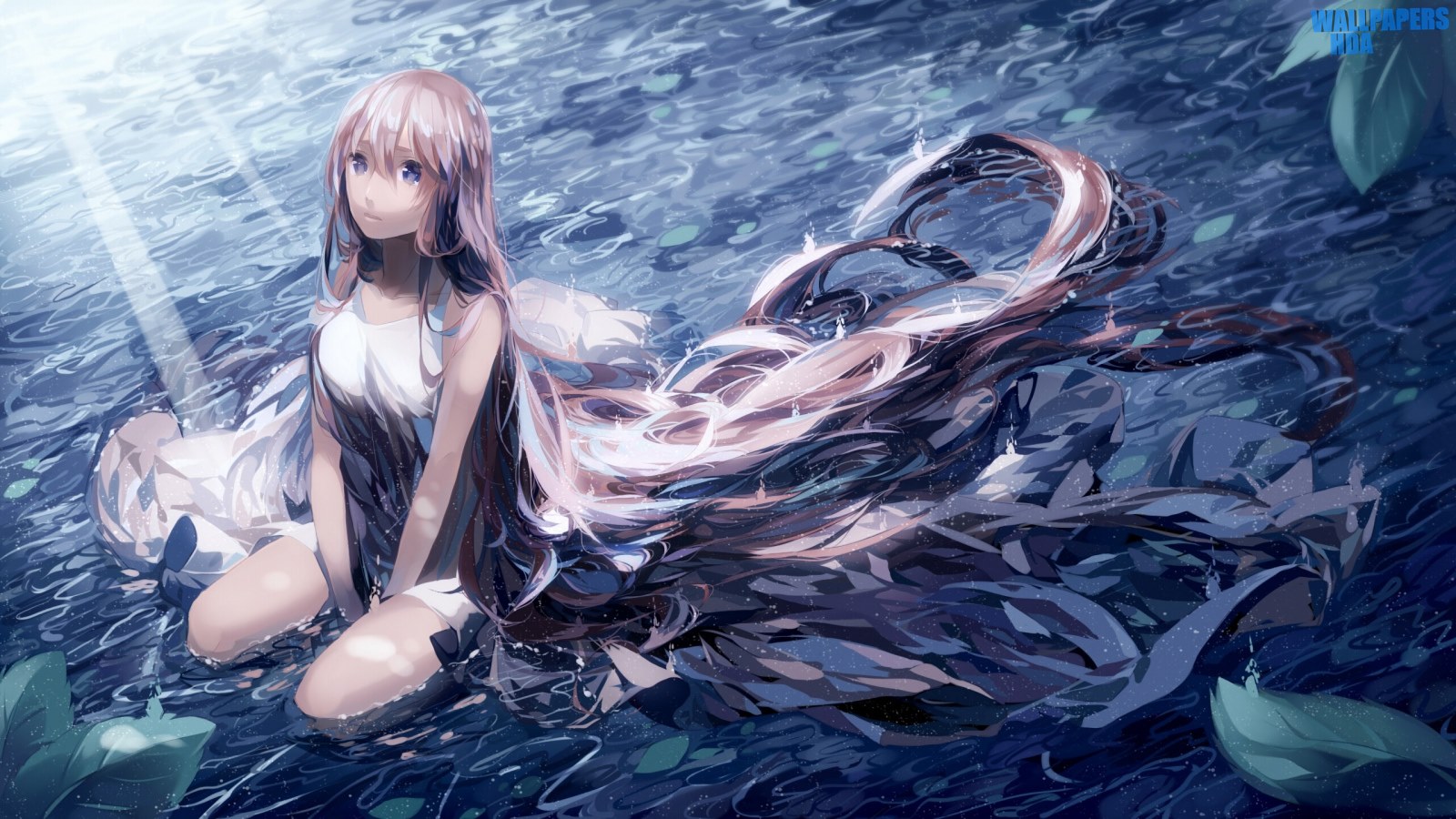 Vocaloid megurine luka girl water rain 1600x900