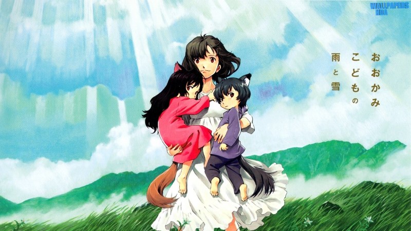 Wolf children ame and yuki anime girl children grass